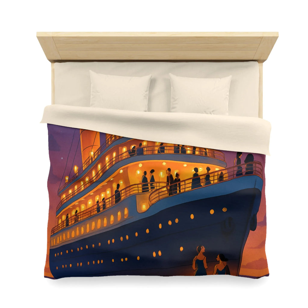 Douce soirée étoilée sur un paquebot illuminé naviguant sur des eaux calmes