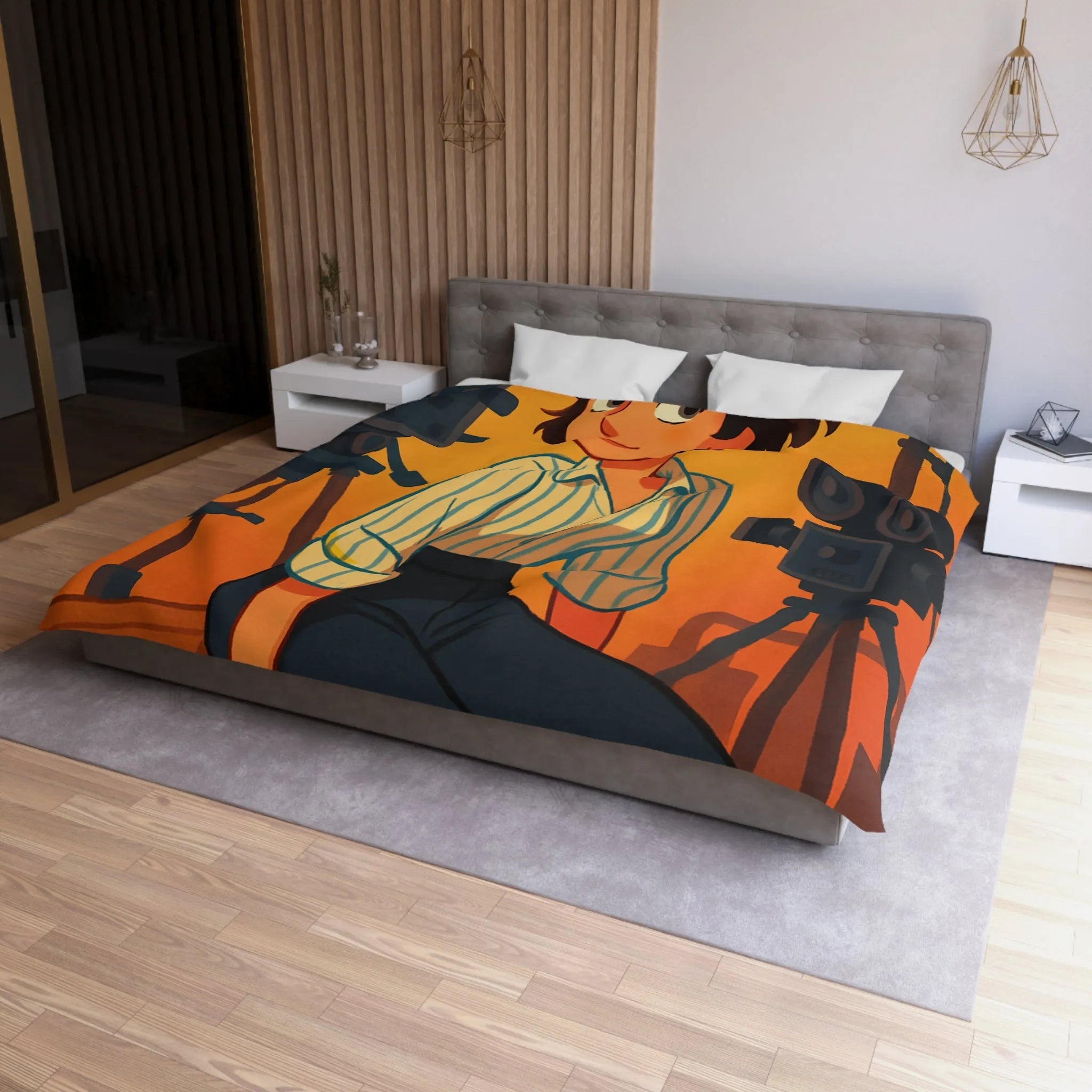 Housse de Couette Microfibre Art Graphique Contemporain Style Décoratif Chambre Tendance