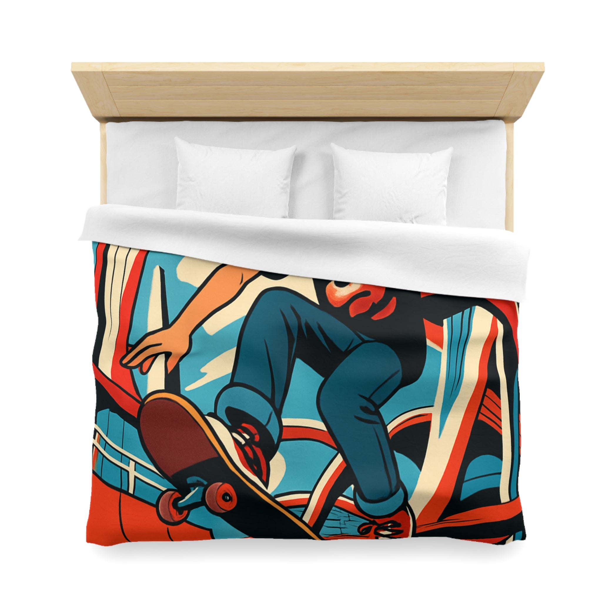 Housse de Couette Microfibre Motif Créatif Original Style Contemporain Chambre Élégante