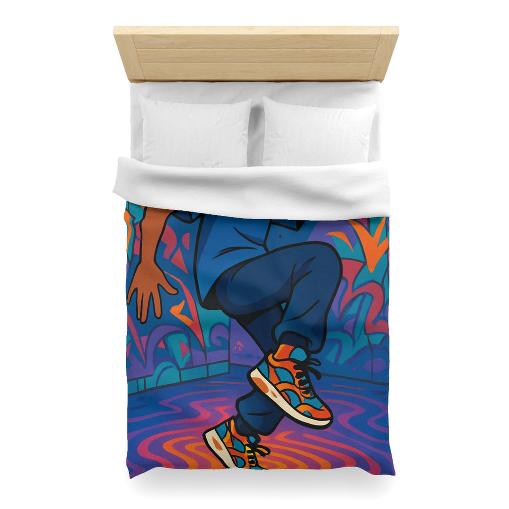 Housse de couette vibrante danseur street art moderne pour chambre adolescente colorée