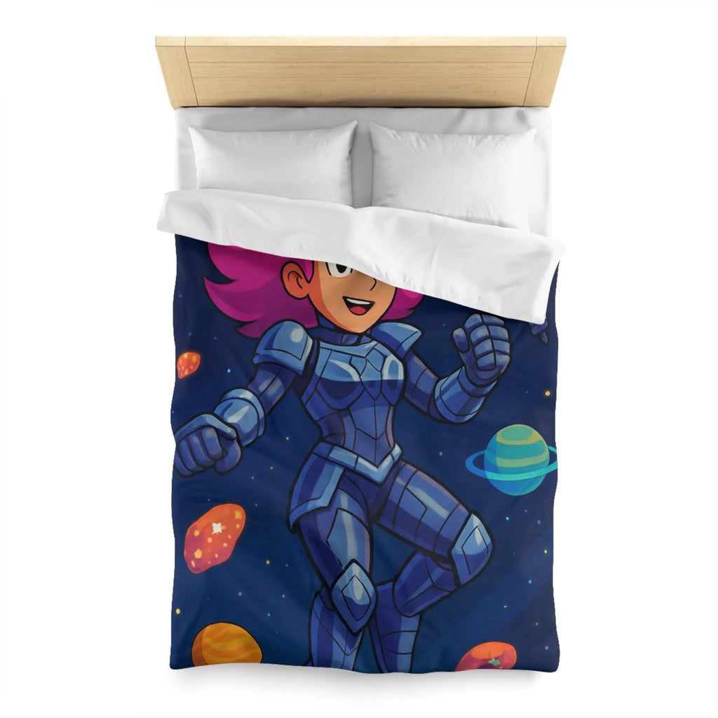 Housse de couette astronaute colorée avec planètes et étoiles thème aventure spatiale