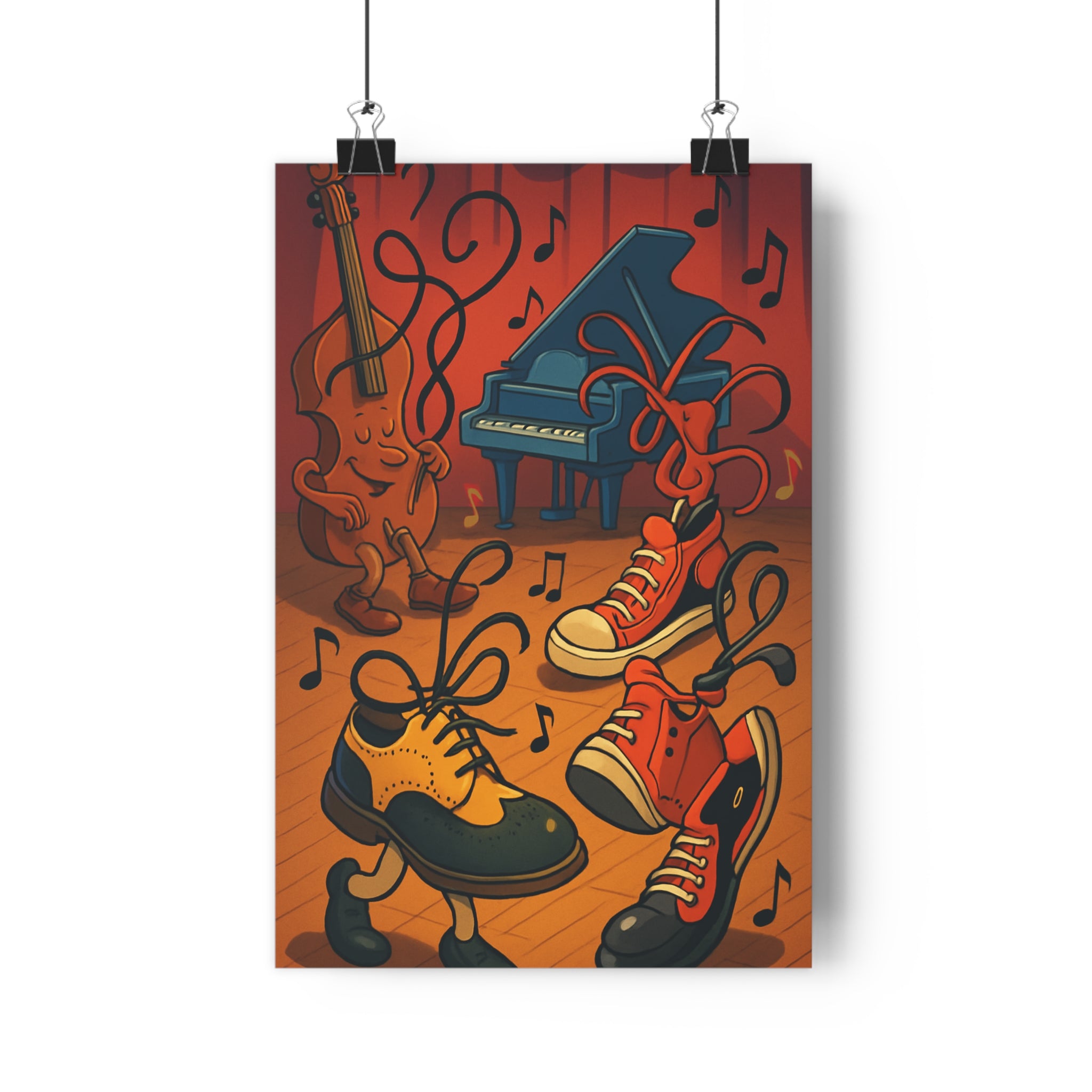 Poster décoratif animé rouge bleu jaune joyeux salon chambre enfant dessin créativité festif 30x46