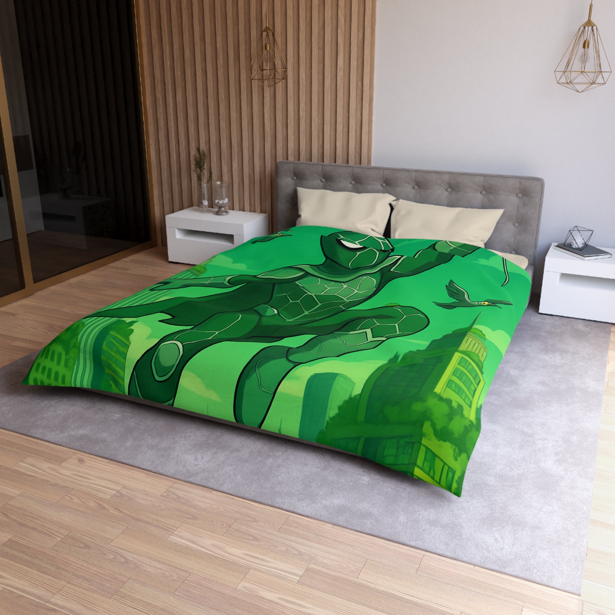 Housse de Couette Microfibre Motif Créatif Original Style Contemporain Chambre Élégante