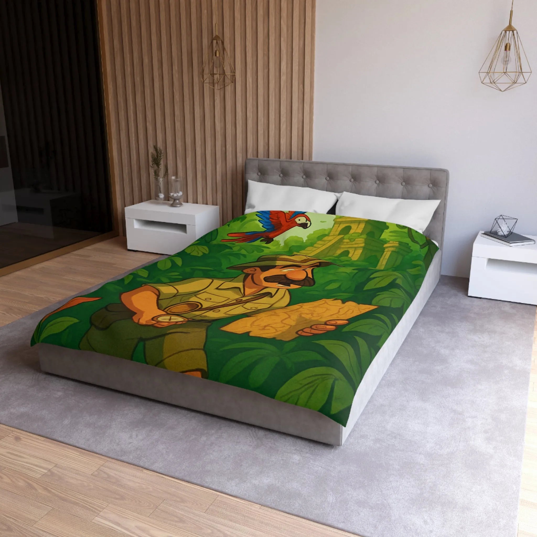Décorez votre chambre avec une housse de couette aventure jungle et perroquet vibrant