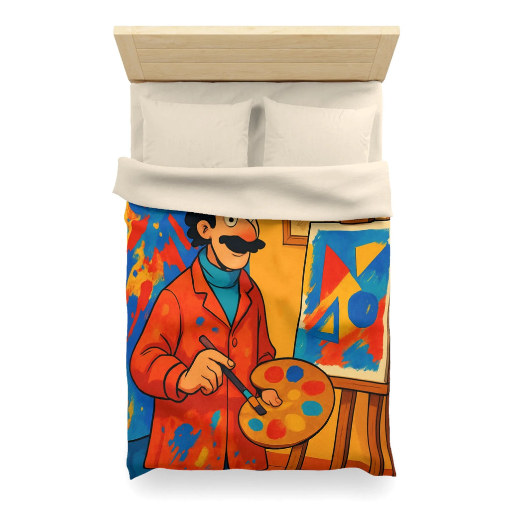 Housse de Couette Artiste Coloré avec Palette et Arrière-Plan Géométrique Expressif