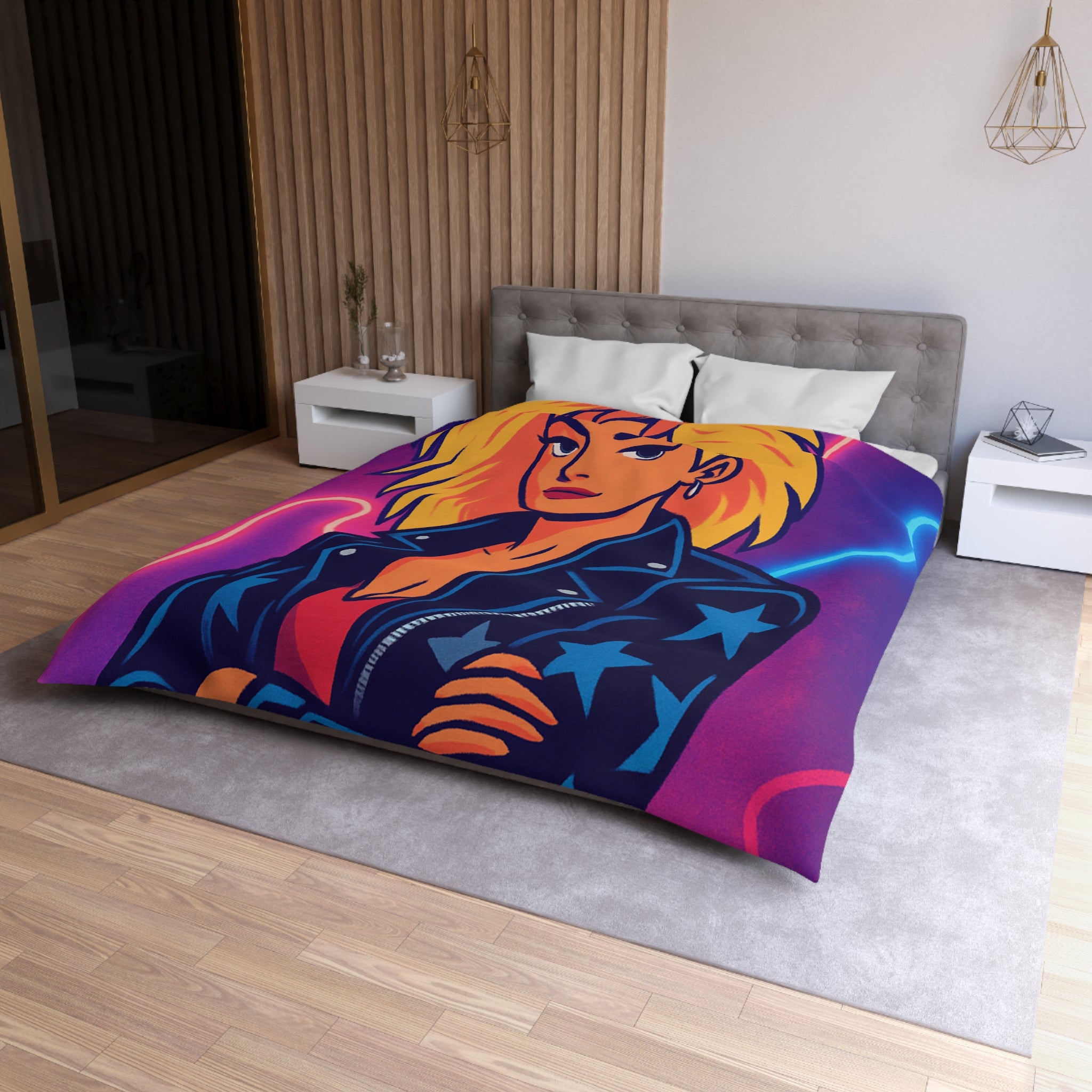 Housse de Couette Microfibre Design Artistique Moderne Décoration Chambre Confort Premium