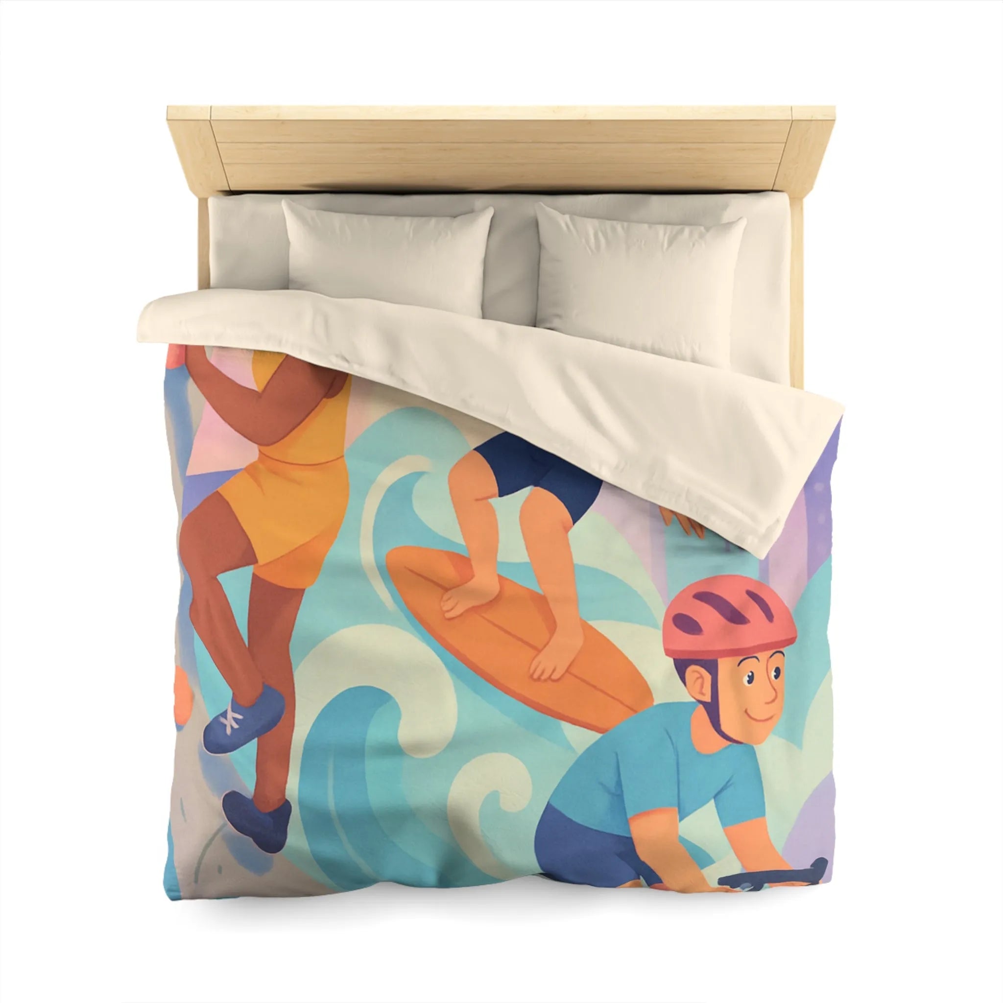 Housse de Couette Microfibre Art Graphique Contemporain Style Décoratif Chambre Tendance