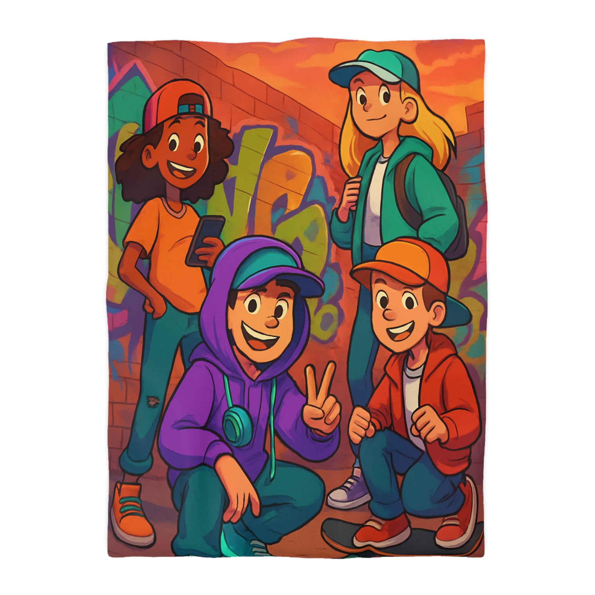 Housse de Couette Microfibre Illustration Unique Design Moderne Décoration Intérieure Raffinée