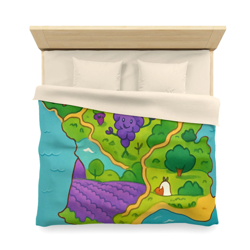 Carte colorée de France illustrée avec paysage ensoleillé et animaux adorables