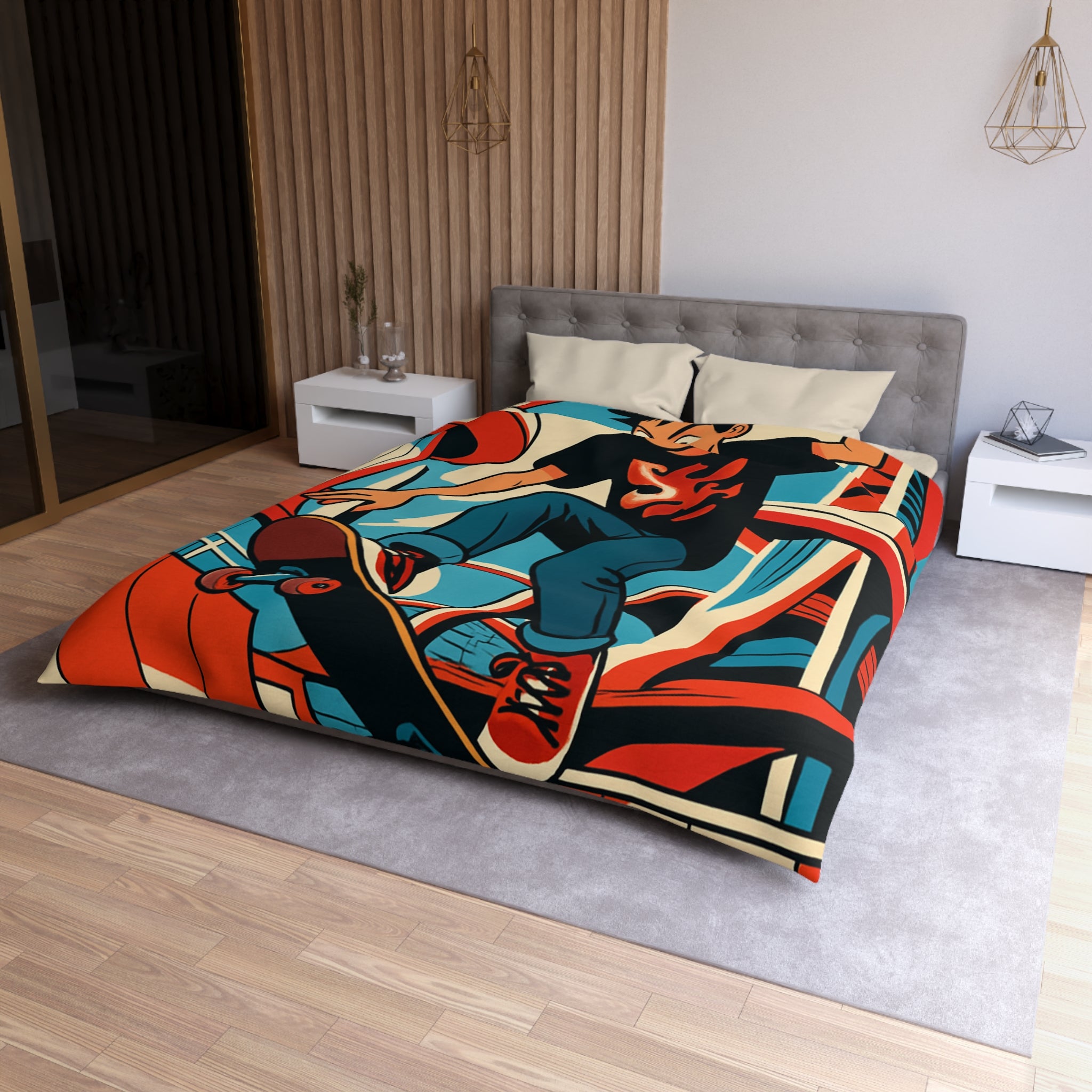 Housse de Couette Microfibre Motif Créatif Original Style Contemporain Chambre Élégante