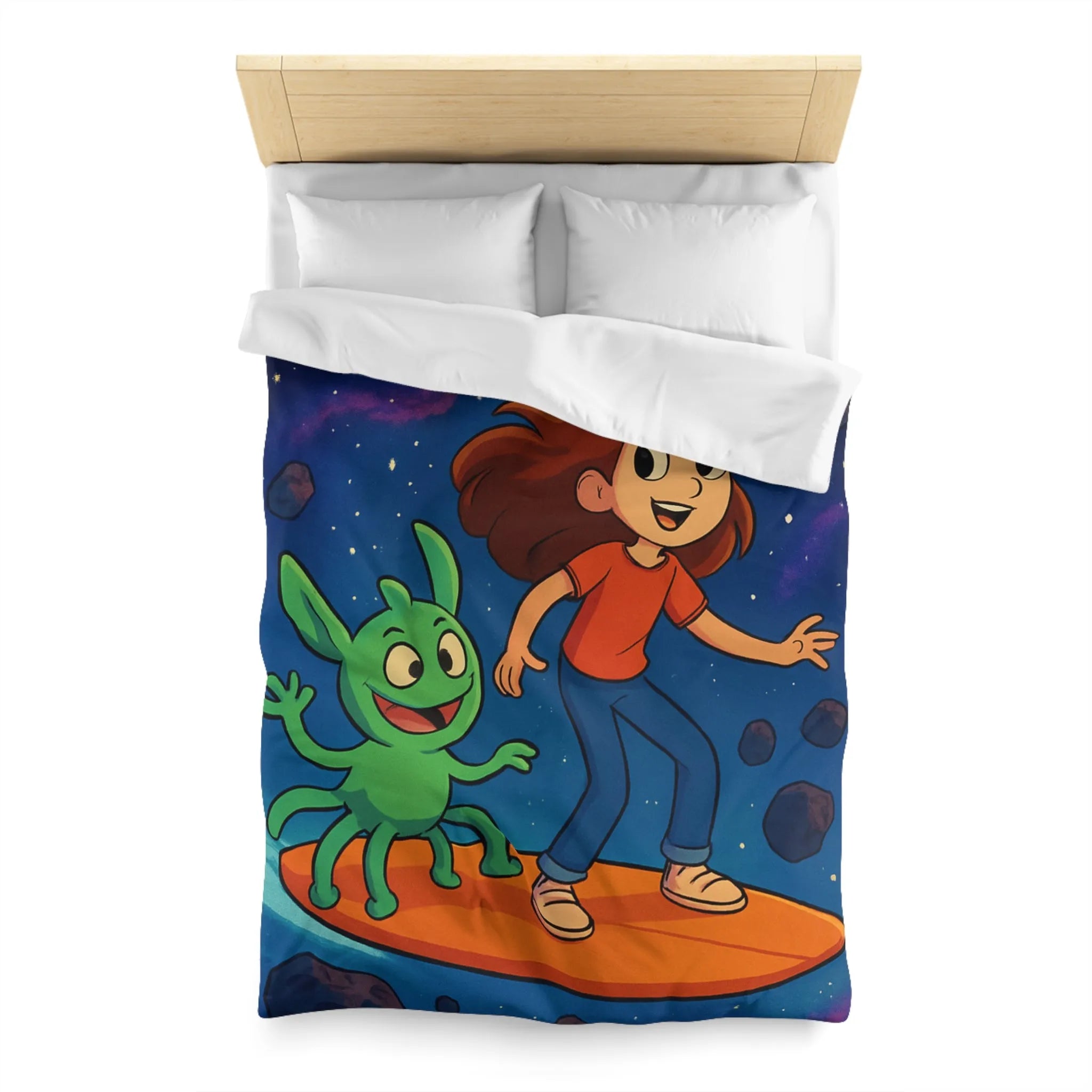 Explorez l’univers avec cette housse de couette lumineuse pour enfants, style aventure cosmique
