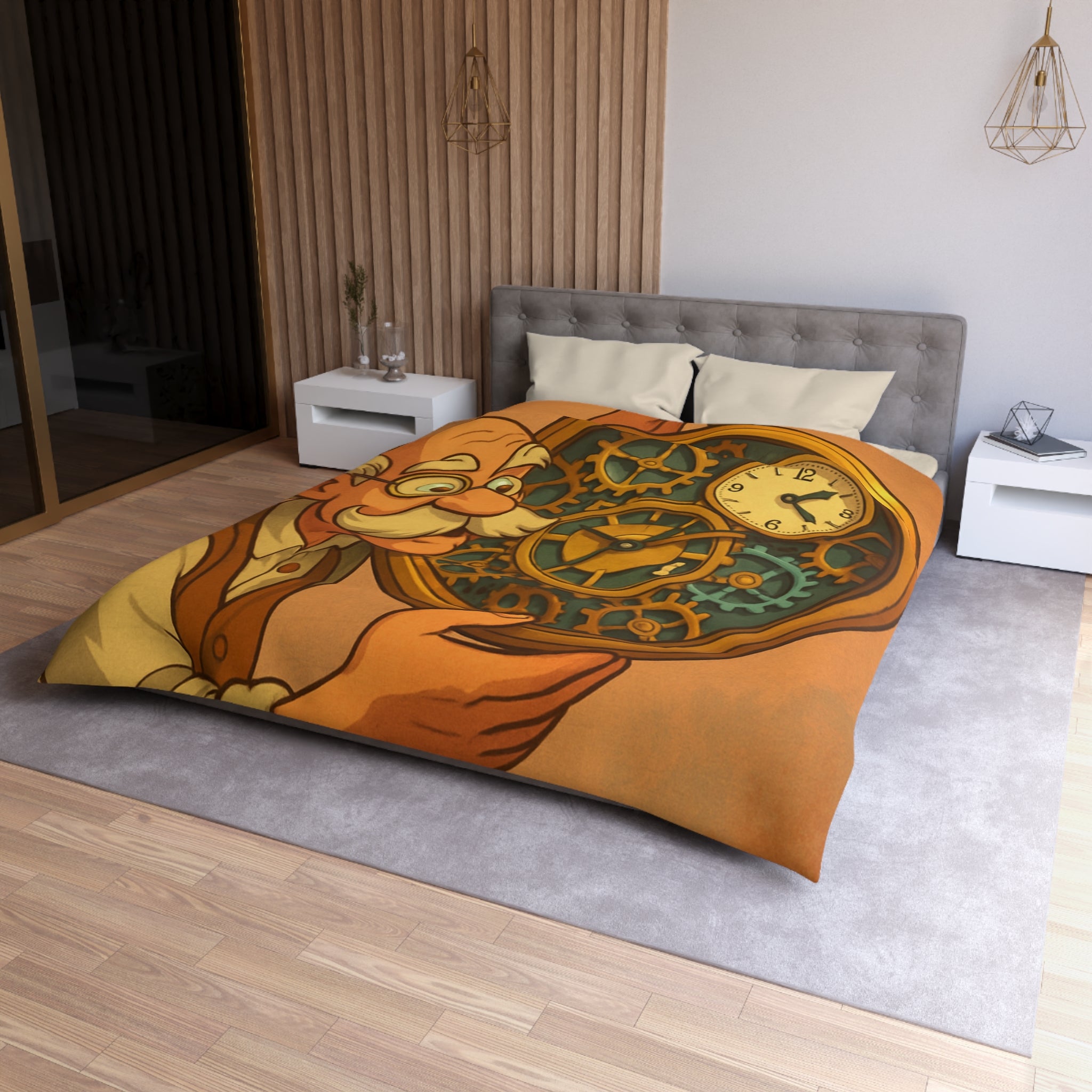 Housse de Couette Vintage Horloger avec Design Unique d'Engrenages et Montre Ancienne