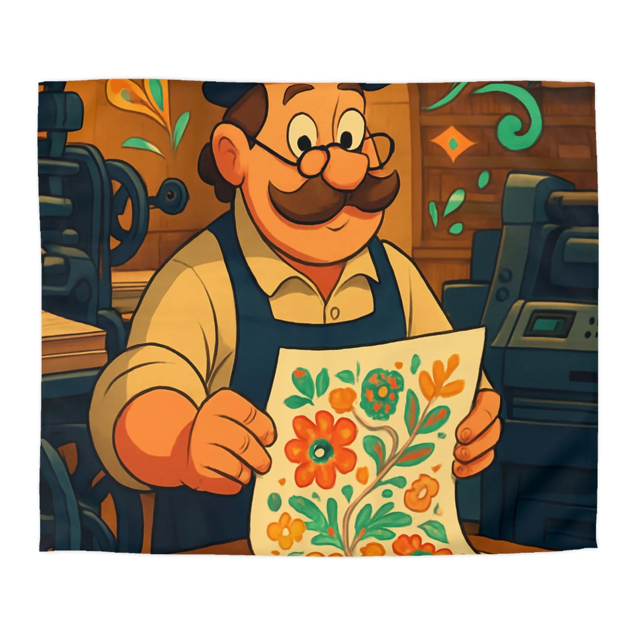 Housse de couette florale vintage joyeuse, artisan, motifs éclatants pour décoration chaleureuse charmante