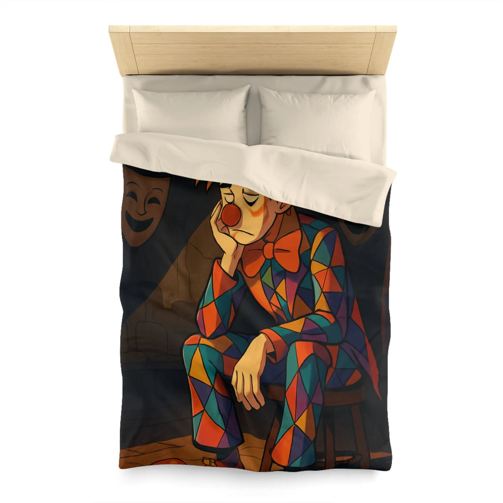 Housse de couette clown triste aux motifs colorés pour chambre unique et artistique