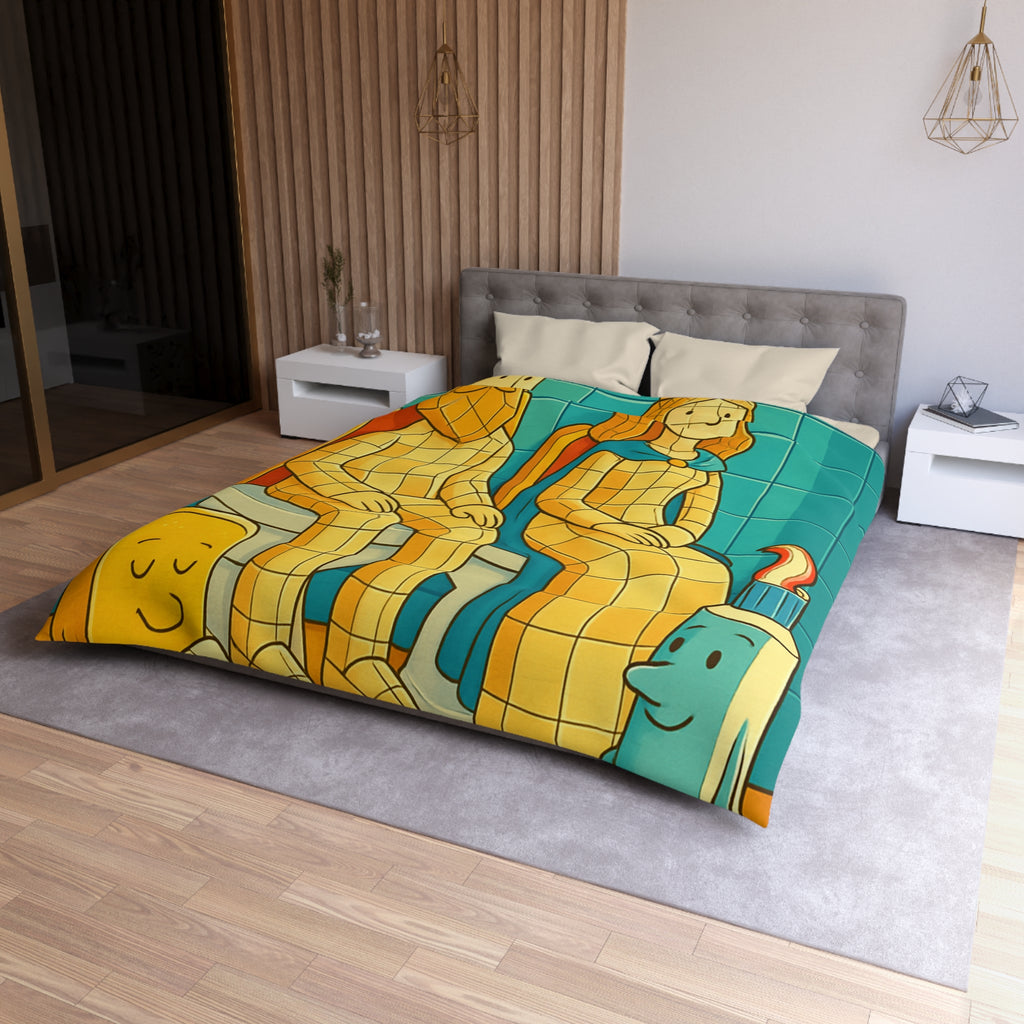 Housse de Couette Microfibre Design Artistique Moderne Décoration Chambre Confort Premium