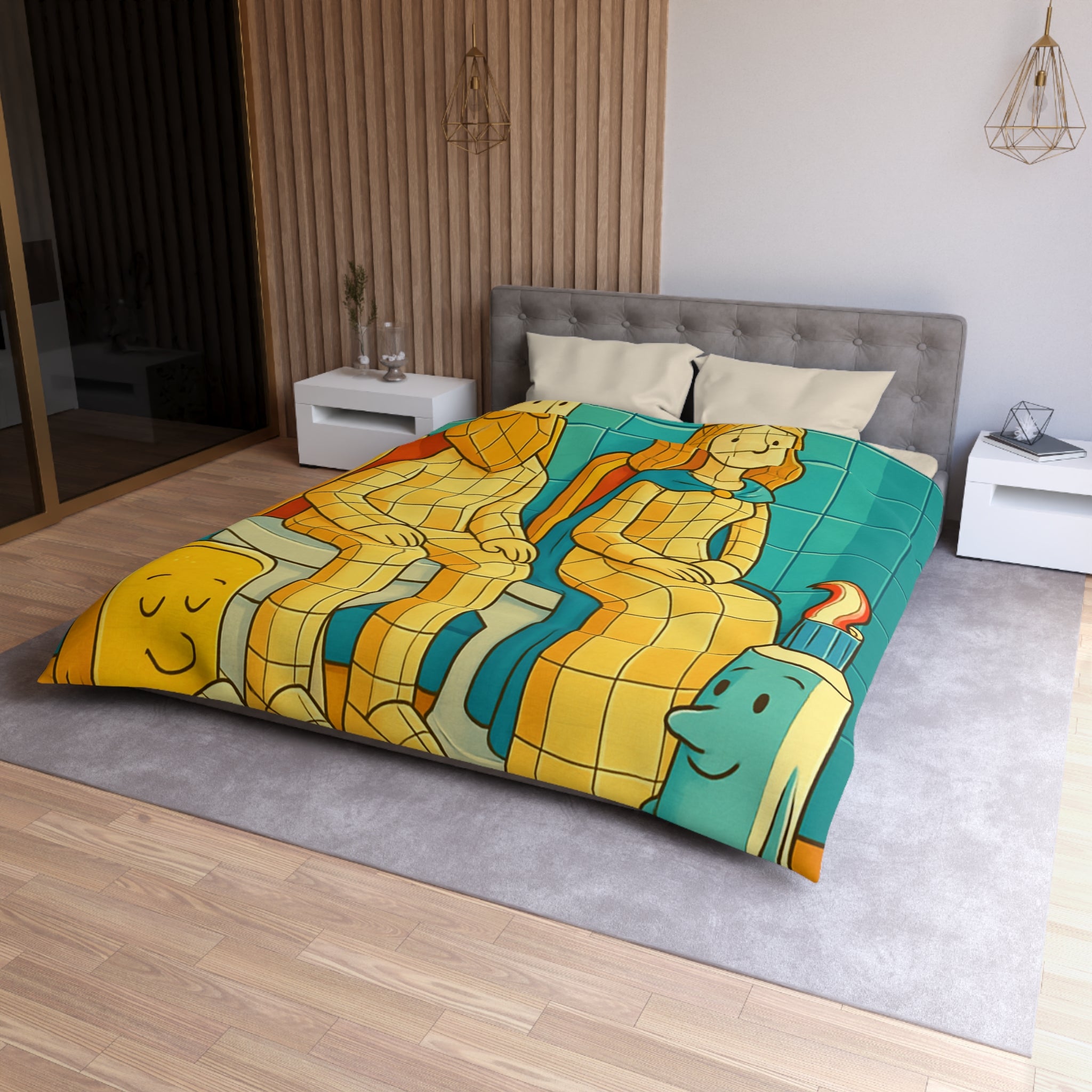 Housse de Couette Microfibre Design Artistique Moderne Décoration Chambre Confort Premium