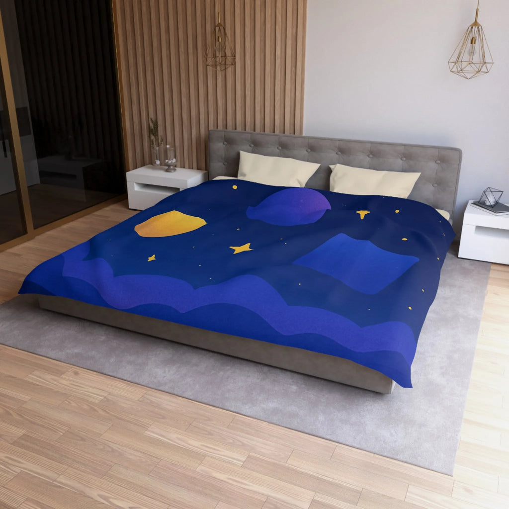 Housse de couette géométrique abstraite avec formes colorées et ciel étoilé nocturne