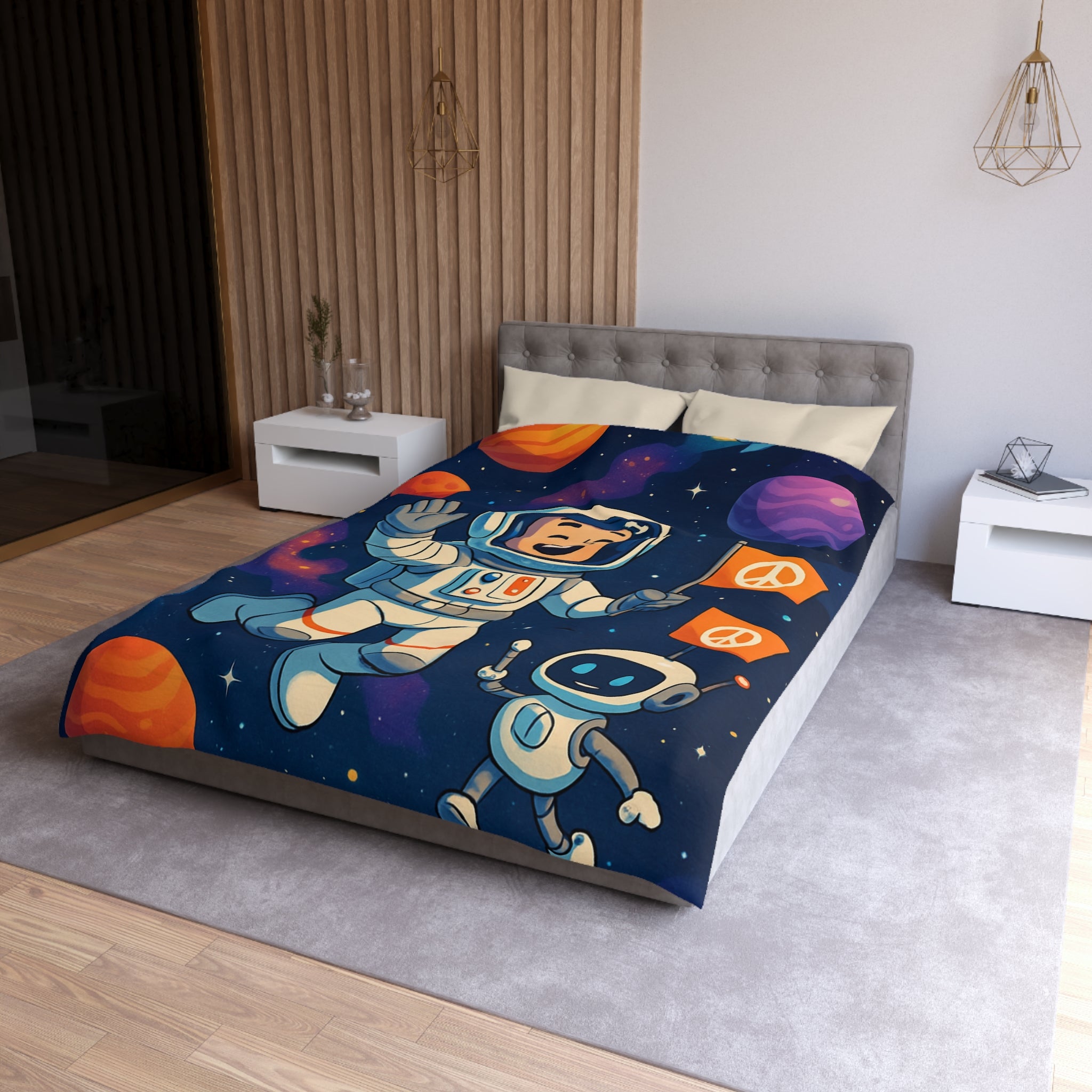 Housse de Couette Microfibre Motif Créatif Original Style Contemporain Chambre Élégante