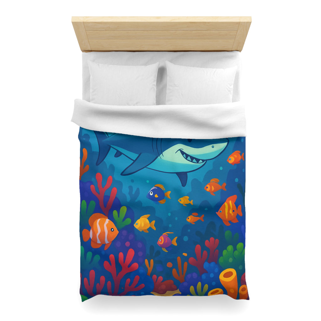 Housse de Couette Océan Coloré avec Requin et Poissons Tropicaux Pour Enfants