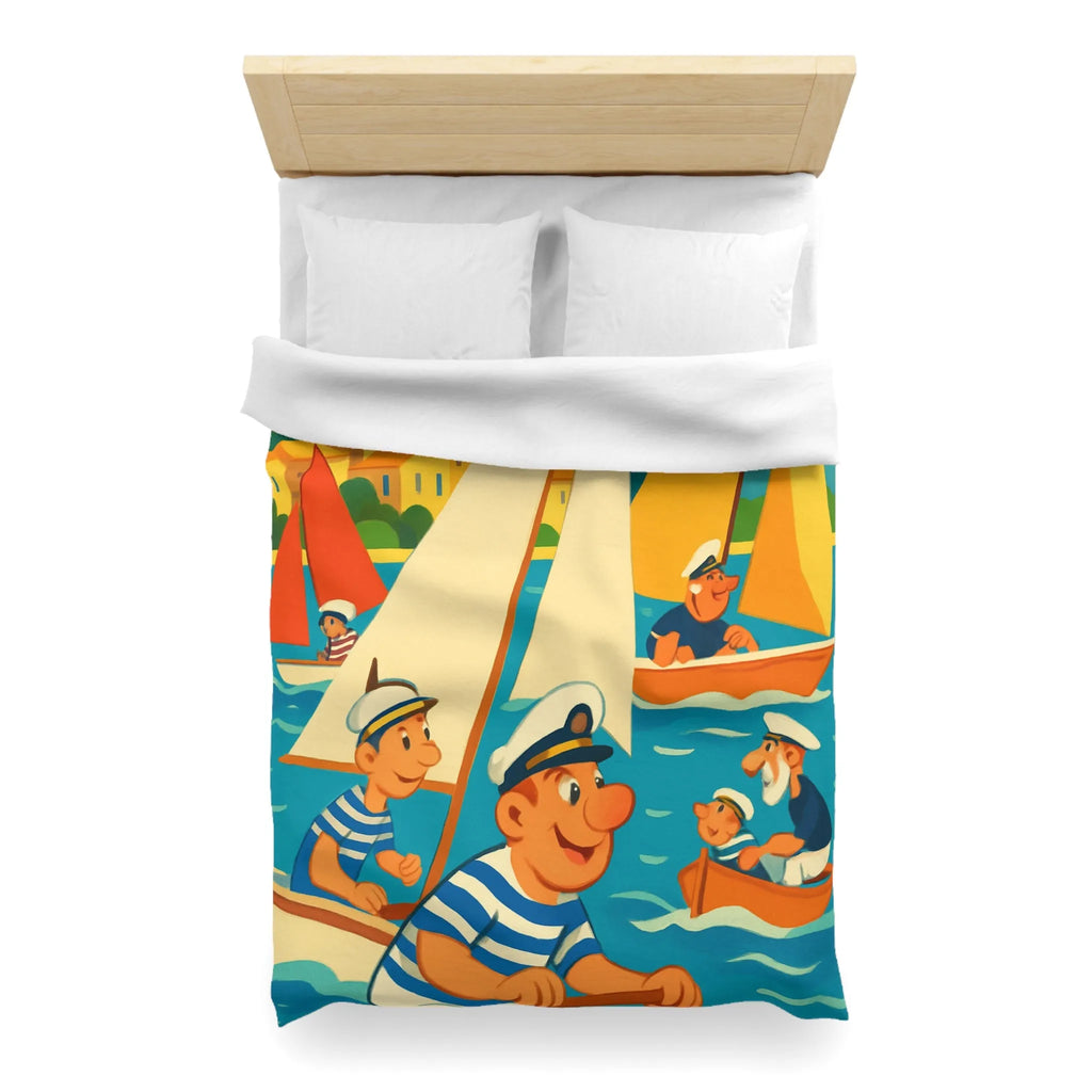 Housse de Couette Marine Vintage avec Voiliers et Matelots pour Chambre Ensoleillée