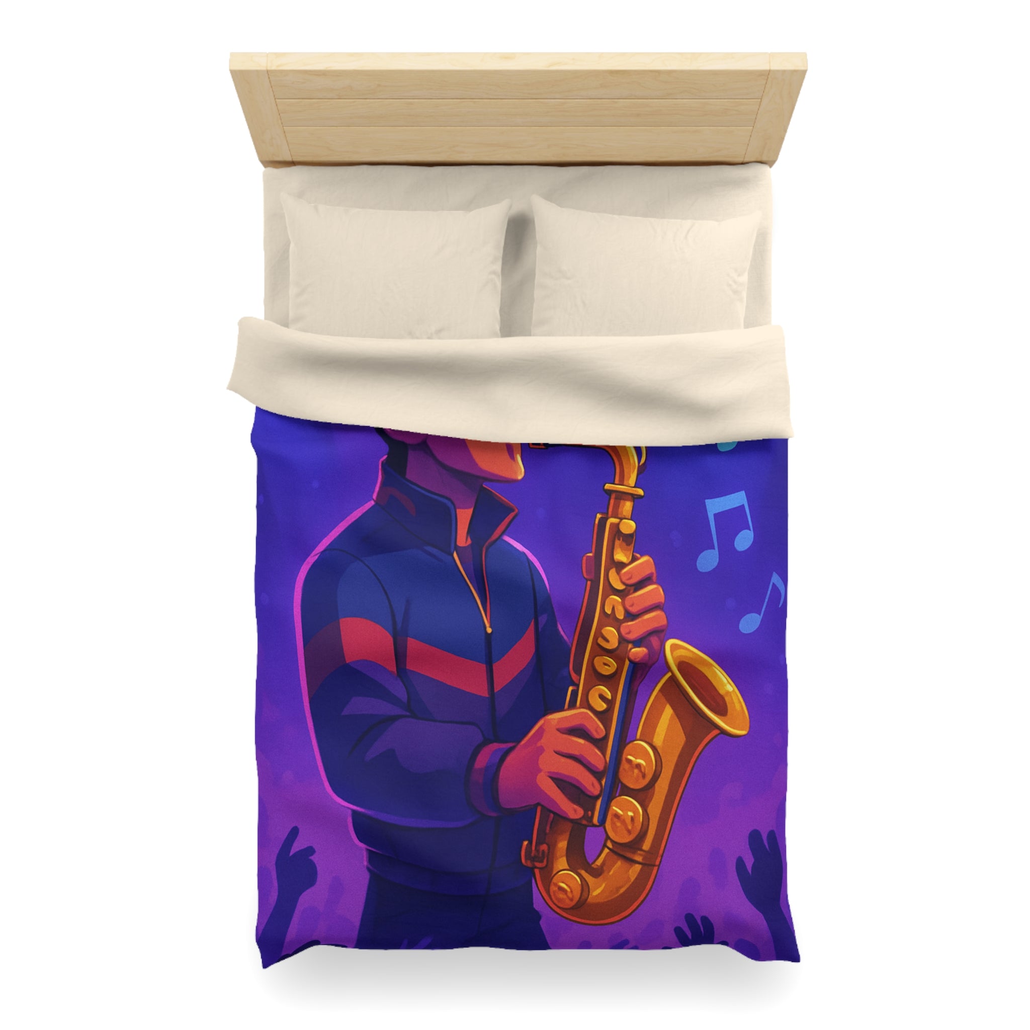 Jazz nocturne vibrant avec joueur de saxophone énergique sous lumières colorées et musique entraînante