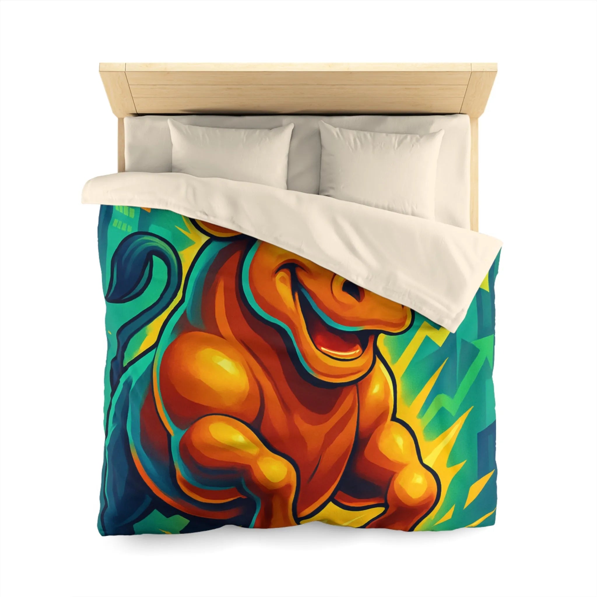 Housse de couette dynamique avec illustration de taureau énergique et motifs de croissance économique