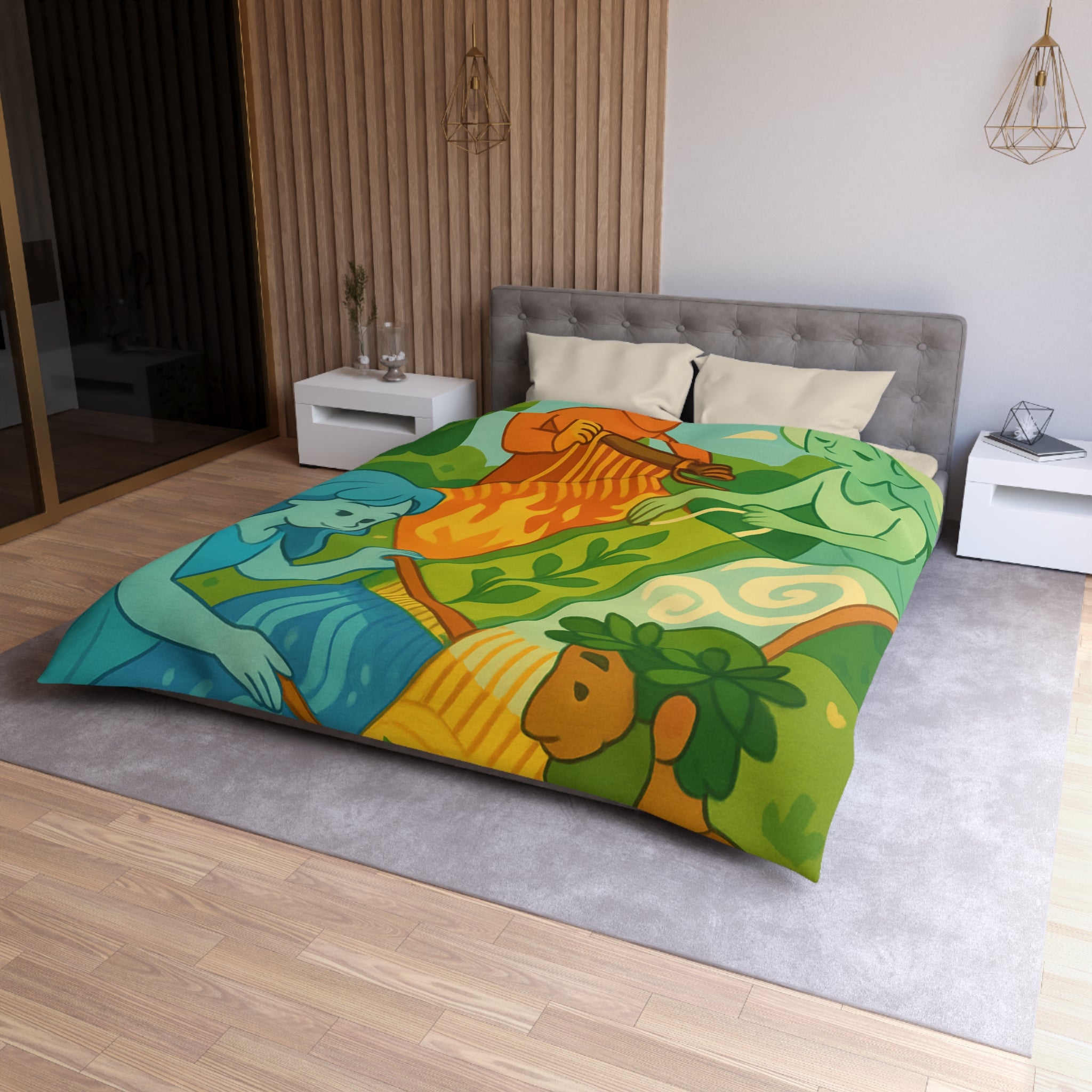 Housse de Couette Microfibre Design Artistique Moderne Décoration Chambre Confort Premium