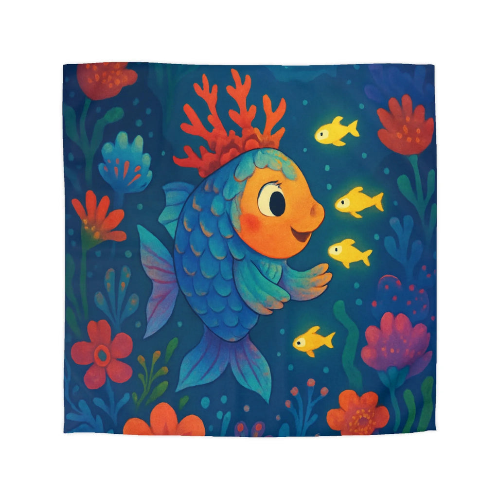 Housse de Couette Colorée avec Poisson et Lune, Idéale Chambre Enfant Rêveuse