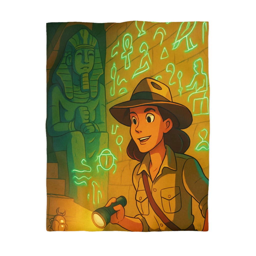 Housse de Couette Aventure Archéologique: Explorer des Hiéroglyphes dans une Pyramide Égyptienne Mystérieuse