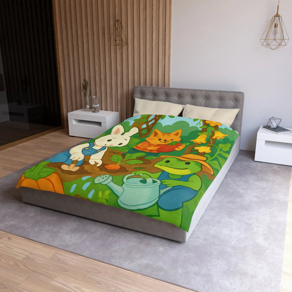Housse de couette enfant avec animaux adorables jardiniers pour chambre thématique colorée