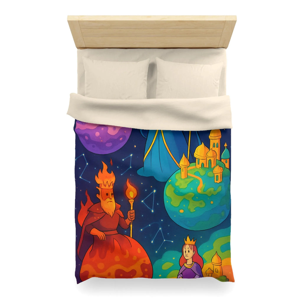 Housse de Couette Imaginaire avec Rois et Reines sur Planètes Mystiques Étoilées