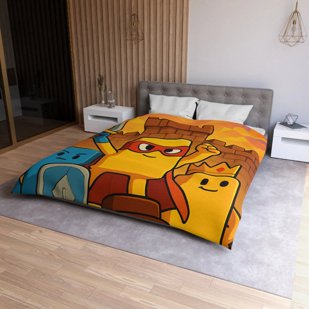 Housse de couette colorée avec personnages géométriques stylisés pour chambre d'enfant