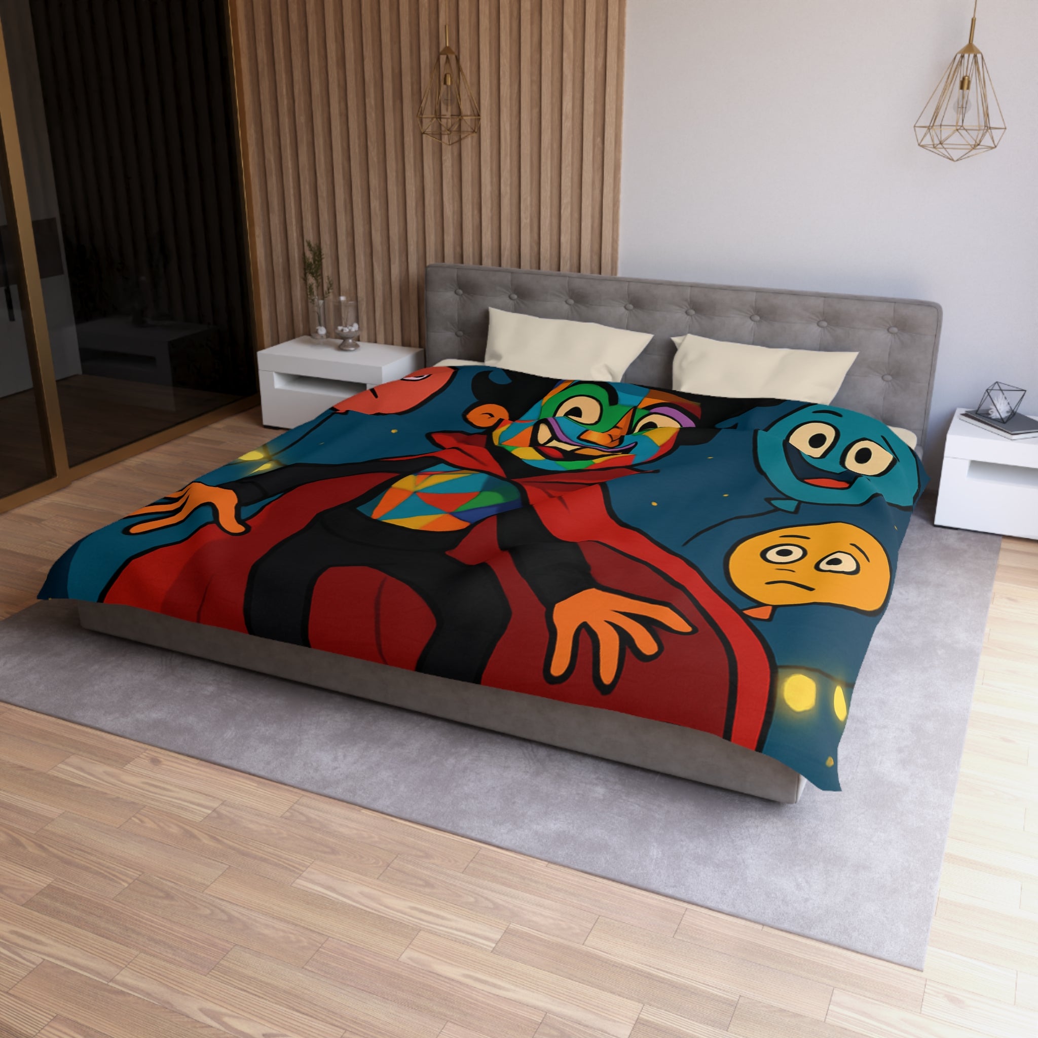 Housse de Couette Microfibre Design Artistique Moderne Décoration Chambre Confort Premium