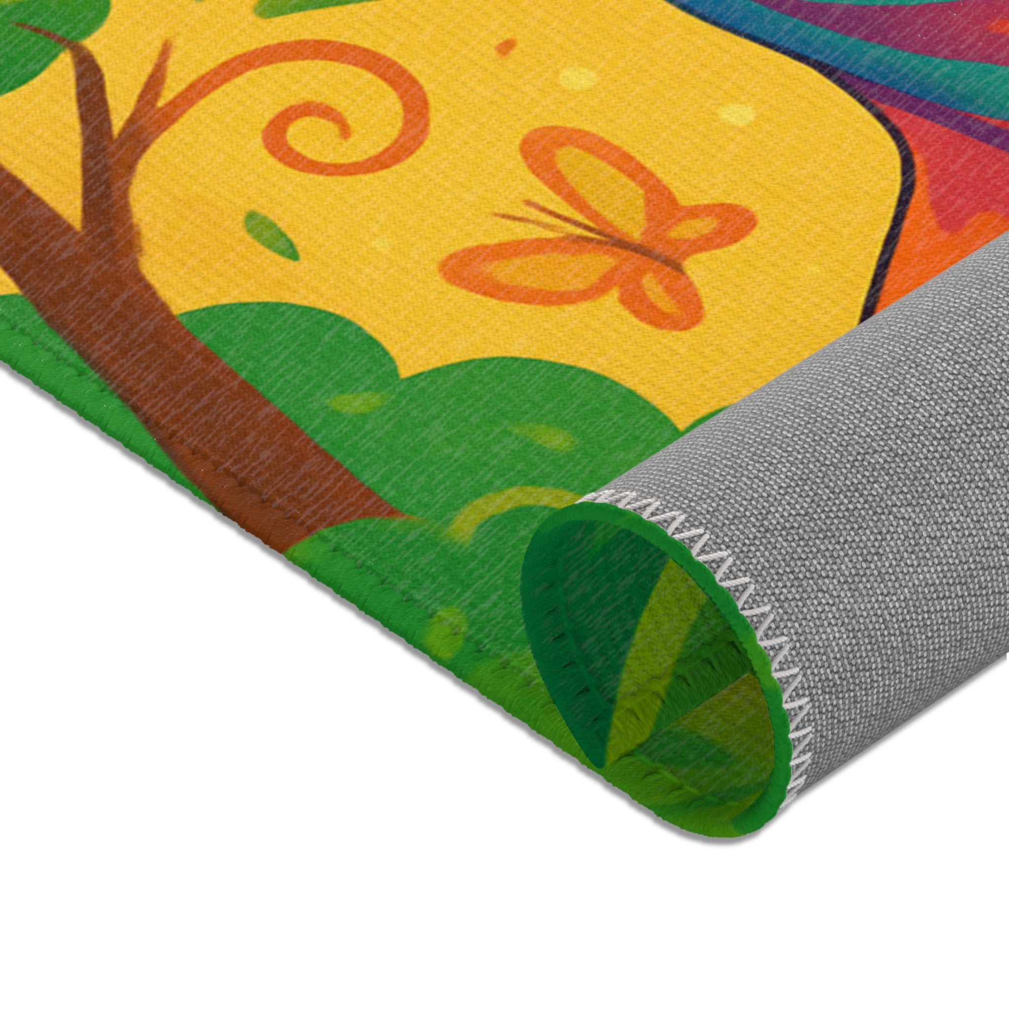 Tapis en Coton avec Motif de Yoga et Nature pour Salon ou Chambre