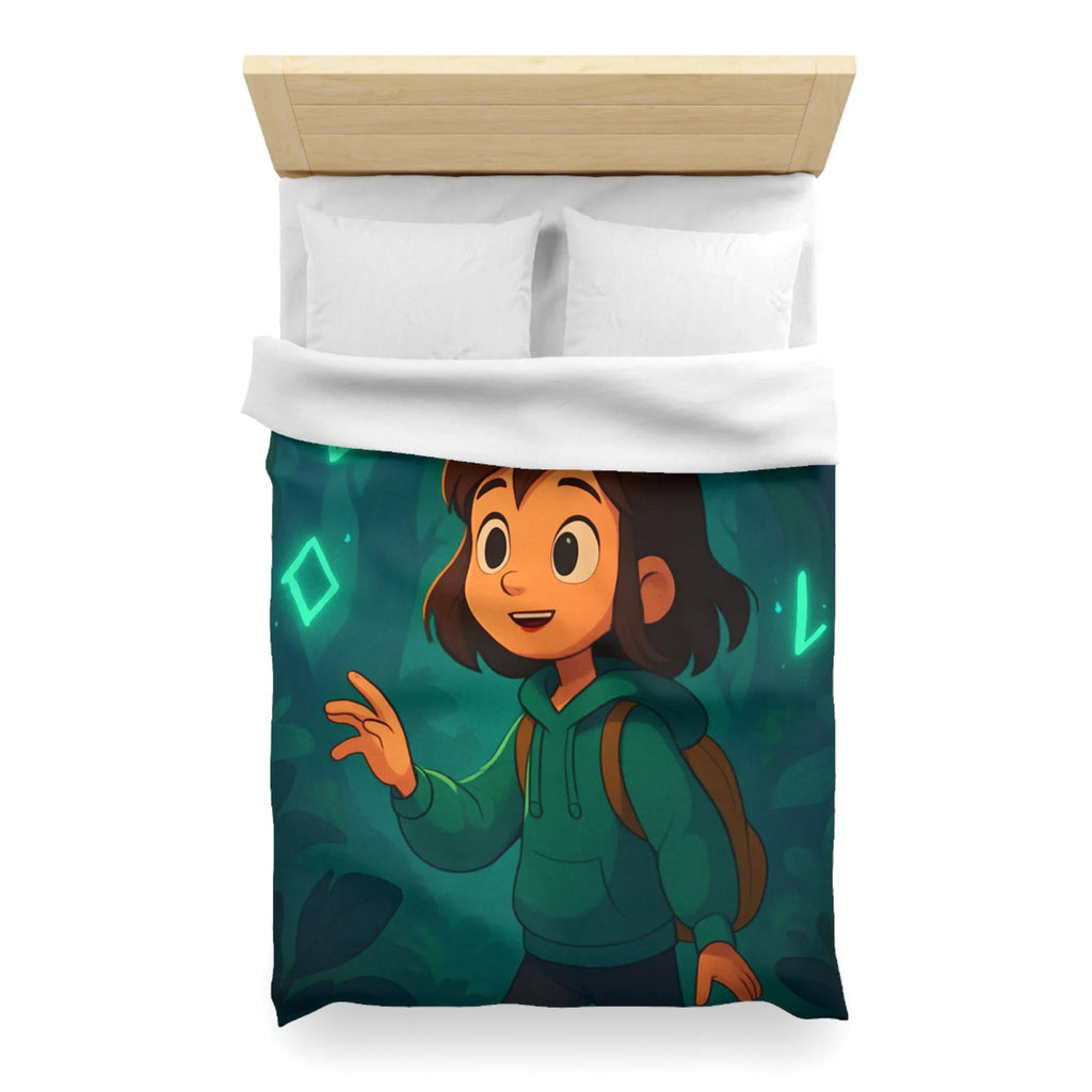 Housse de couette enfant avec motifs magiques et mystiques en forêt enchantée sombre