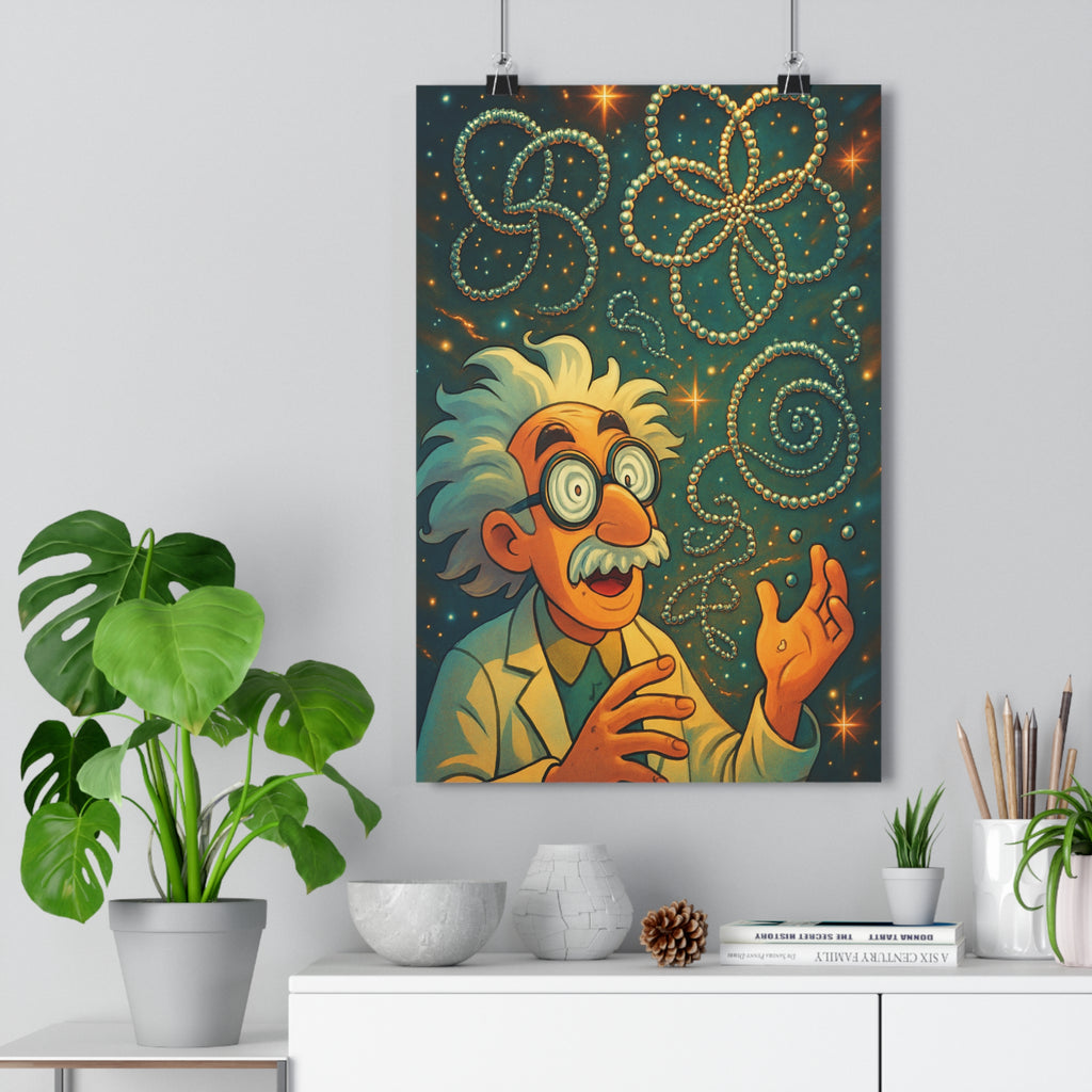 Poster décoratif cartoon scientifique bleu doré ludique inspirant chambre salon bureau créativité unique qualité