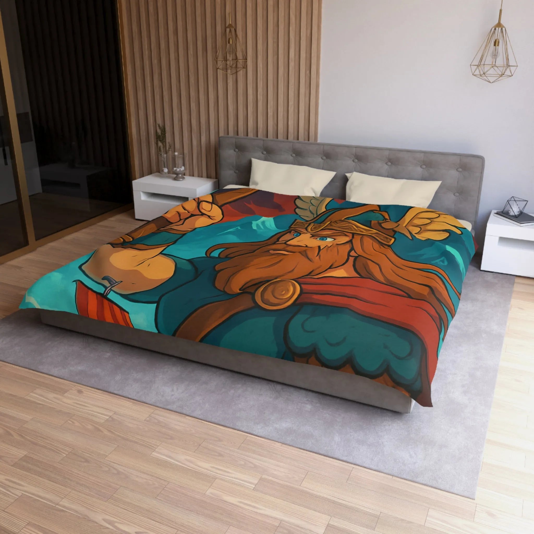 Housse de Couette Microfibre Art Graphique Contemporain Style Décoratif Chambre Tendance