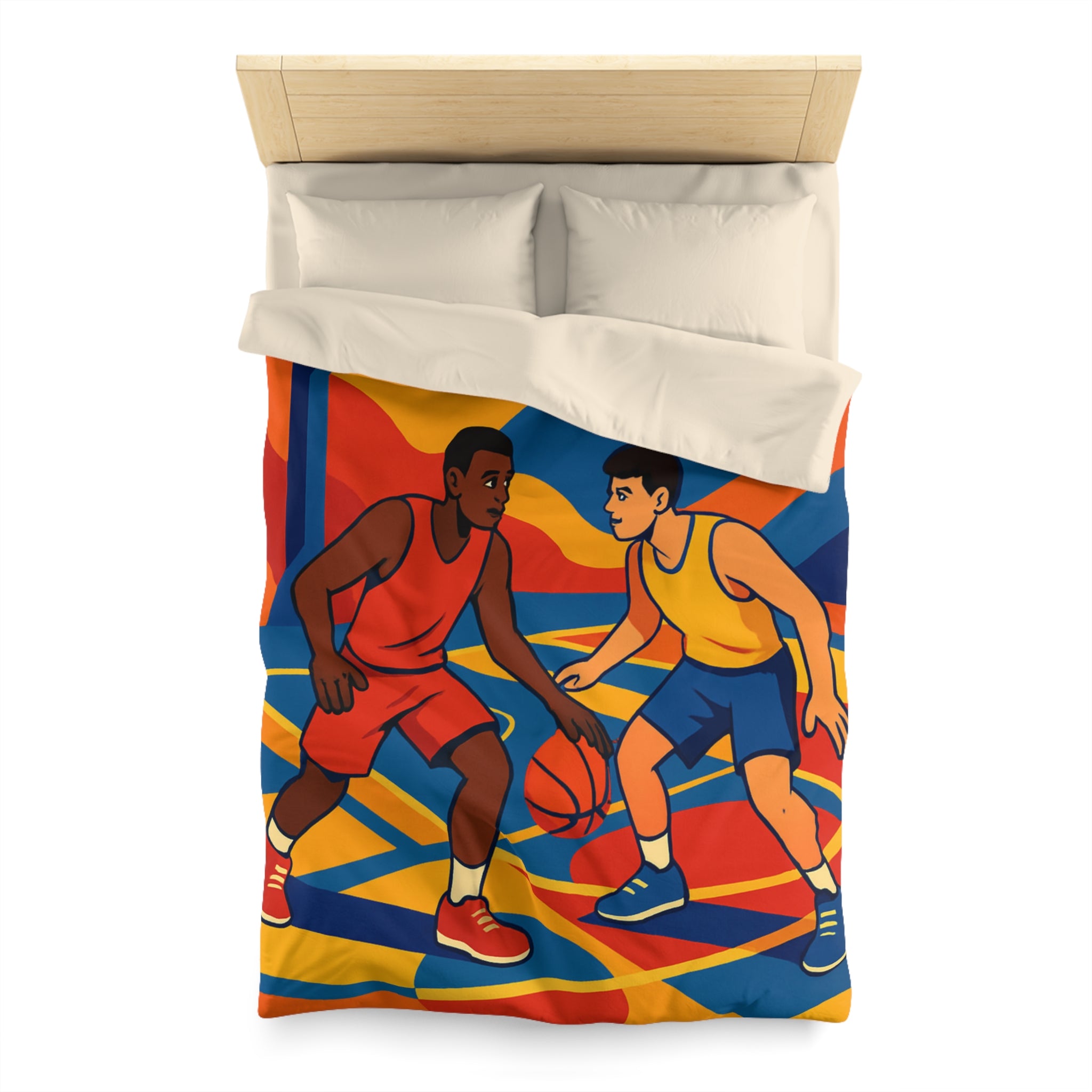 Idée Housse de Couette Basketball Colorée Style Rétro Dynamique pour Chambre Sportive