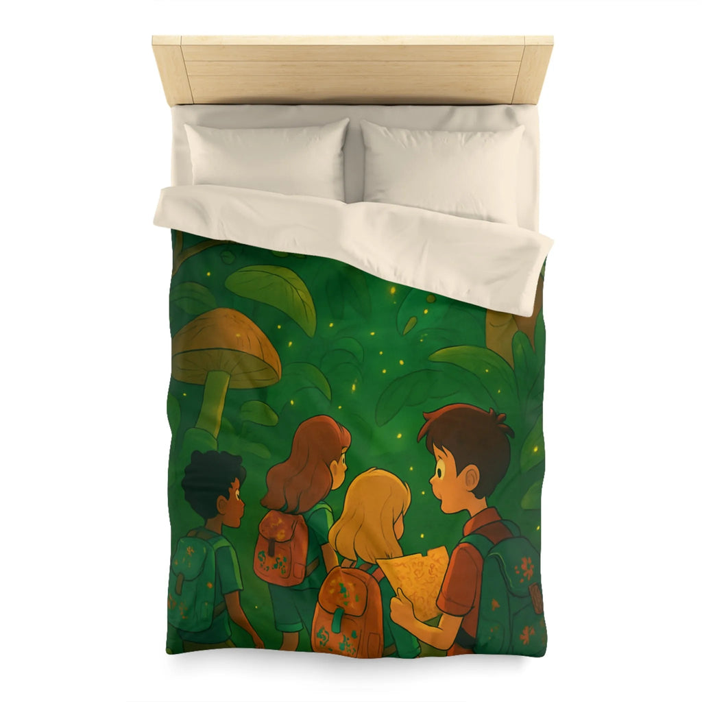 Housse de Couette Jungle Enfantine avec Créatures Magiques et Explorateurs Aventureux