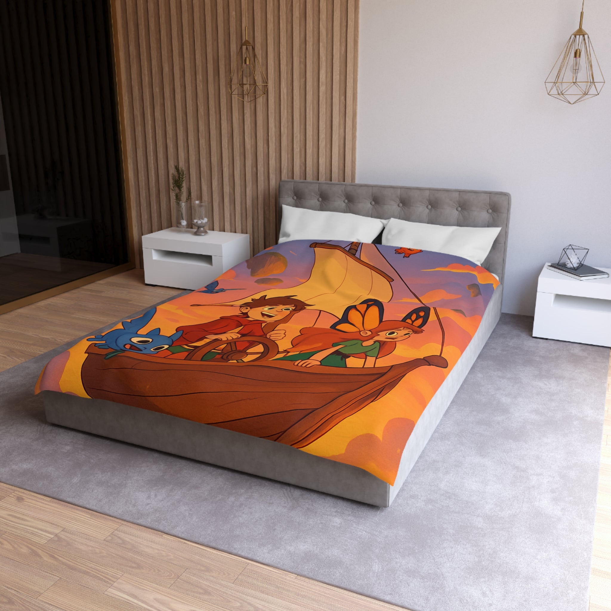 Housse de Couette Microfibre Design Artistique Moderne Décoration Chambre Confort Premium