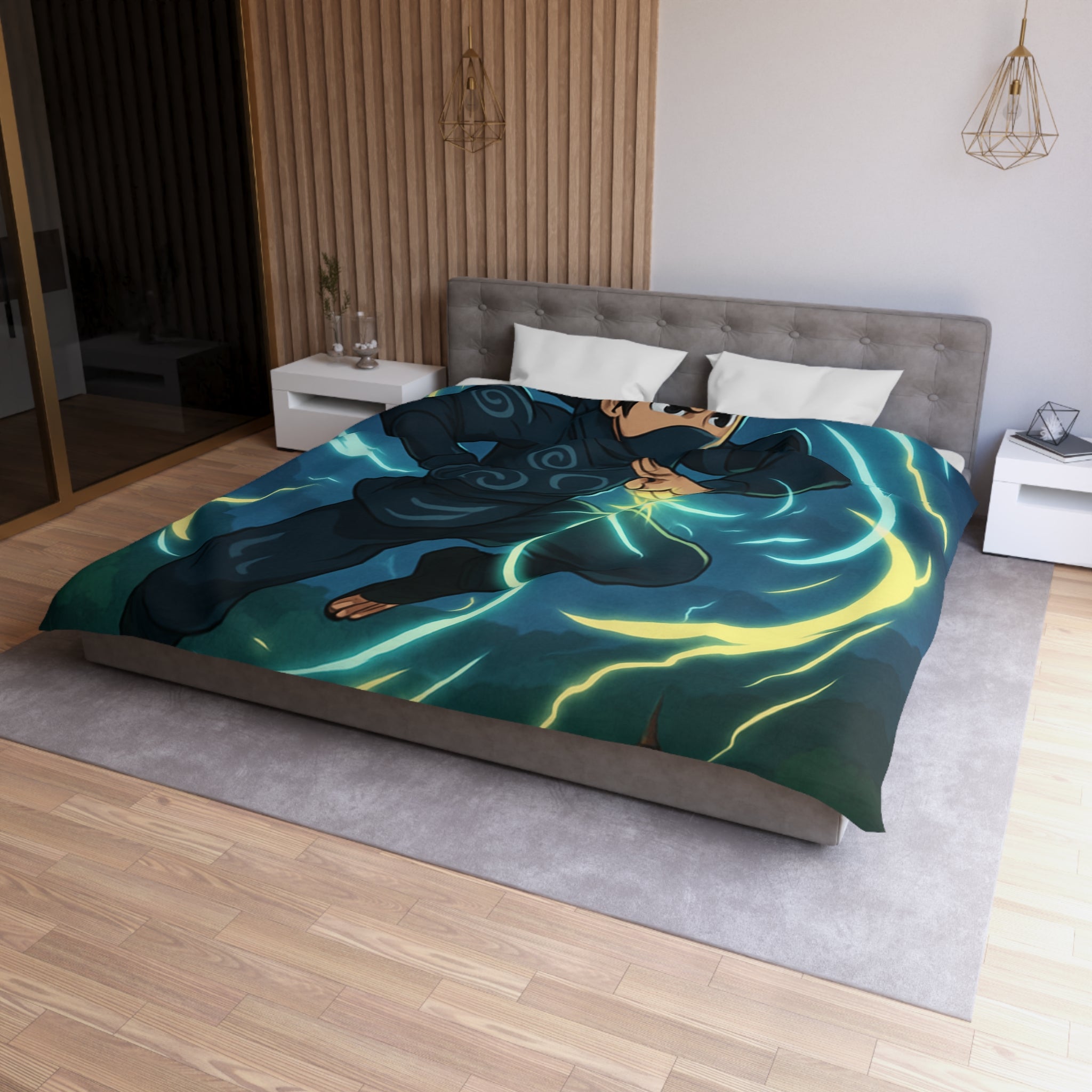 Housse de Couette Microfibre Motif Créatif Original Style Contemporain Chambre Élégante