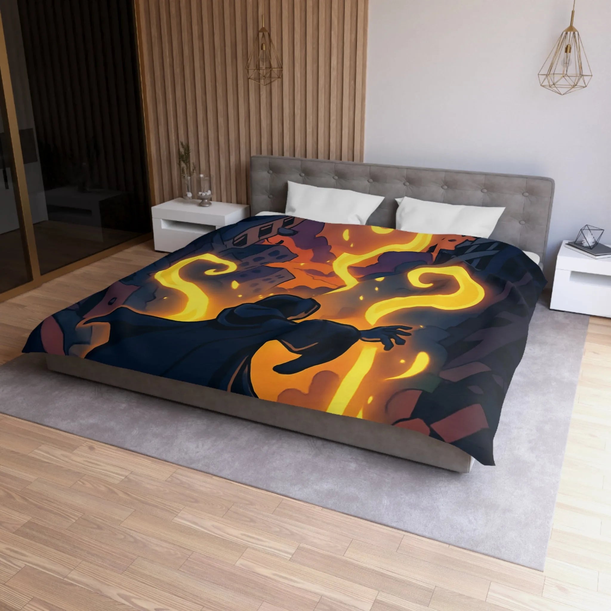 Housse de Couette Microfibre Art Graphique Contemporain Style Décoratif Chambre Tendance