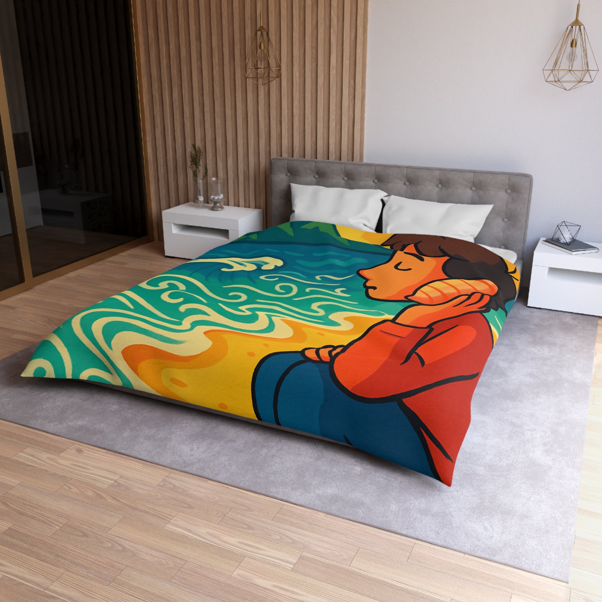 Housse de Couette Microfibre Design Artistique Moderne Décoration Chambre Confort Premium