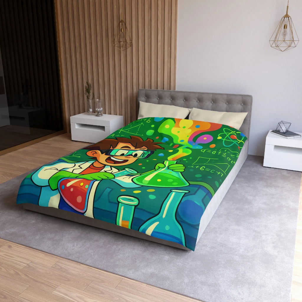 Housse de couette colorée pour enfants avec motif laboratoire scientifique amusant et éducatif