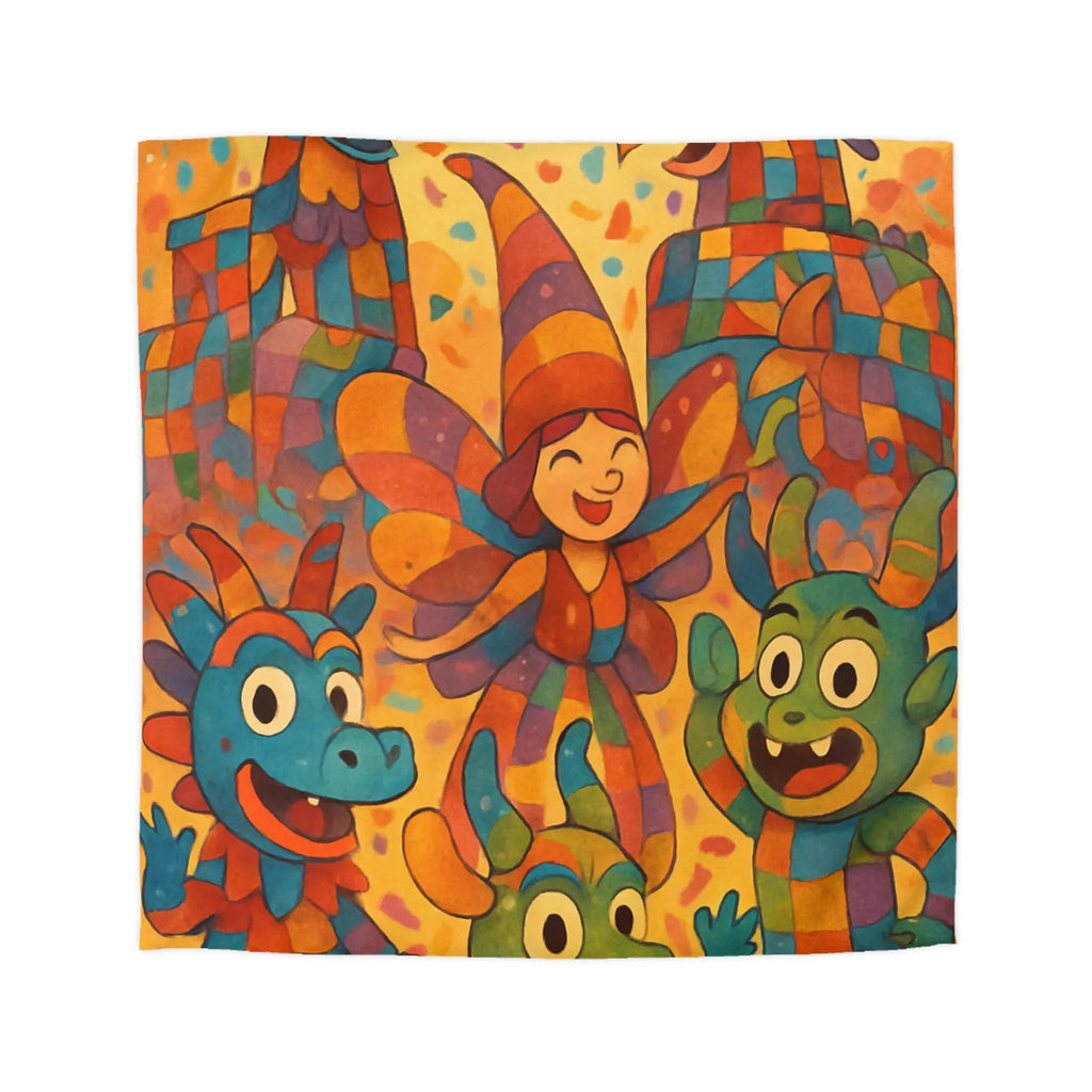 Housse de Couette Colorée Inspirée par l'Art Festif et l'Imaginaire Fantaisiste