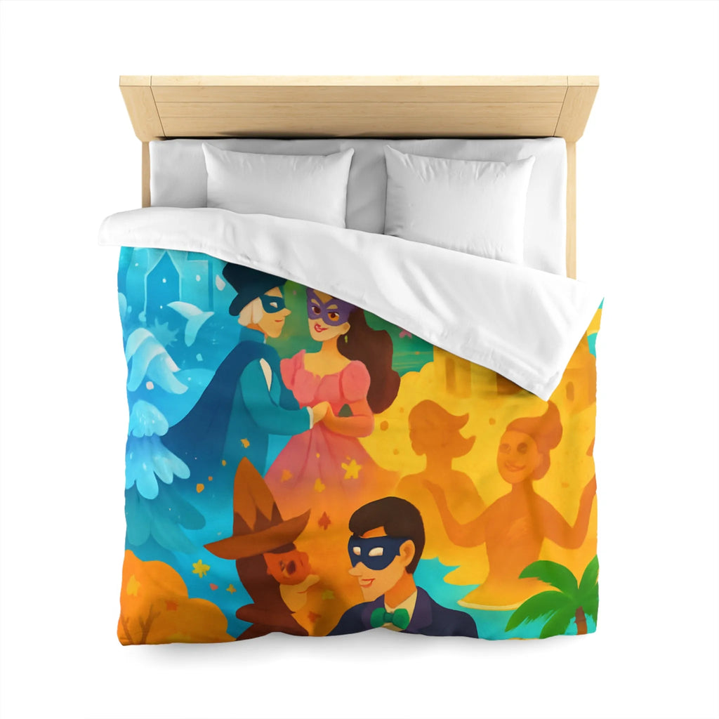 Housse de couette féerique avec papillons, fleurs et châteaux pour chambre colorée