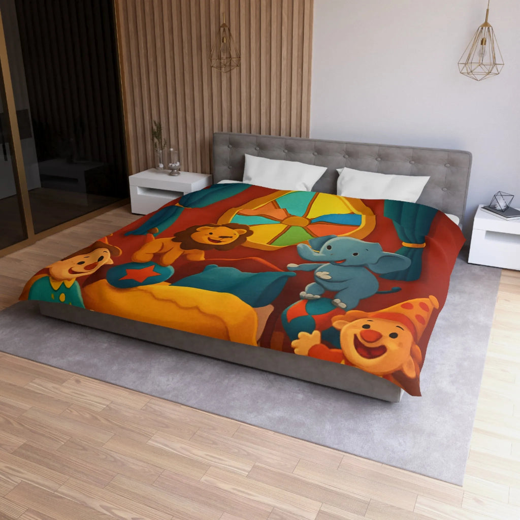 Housse de Couette Cirque Joyeux avec Animaux et Clowns pour Enfants