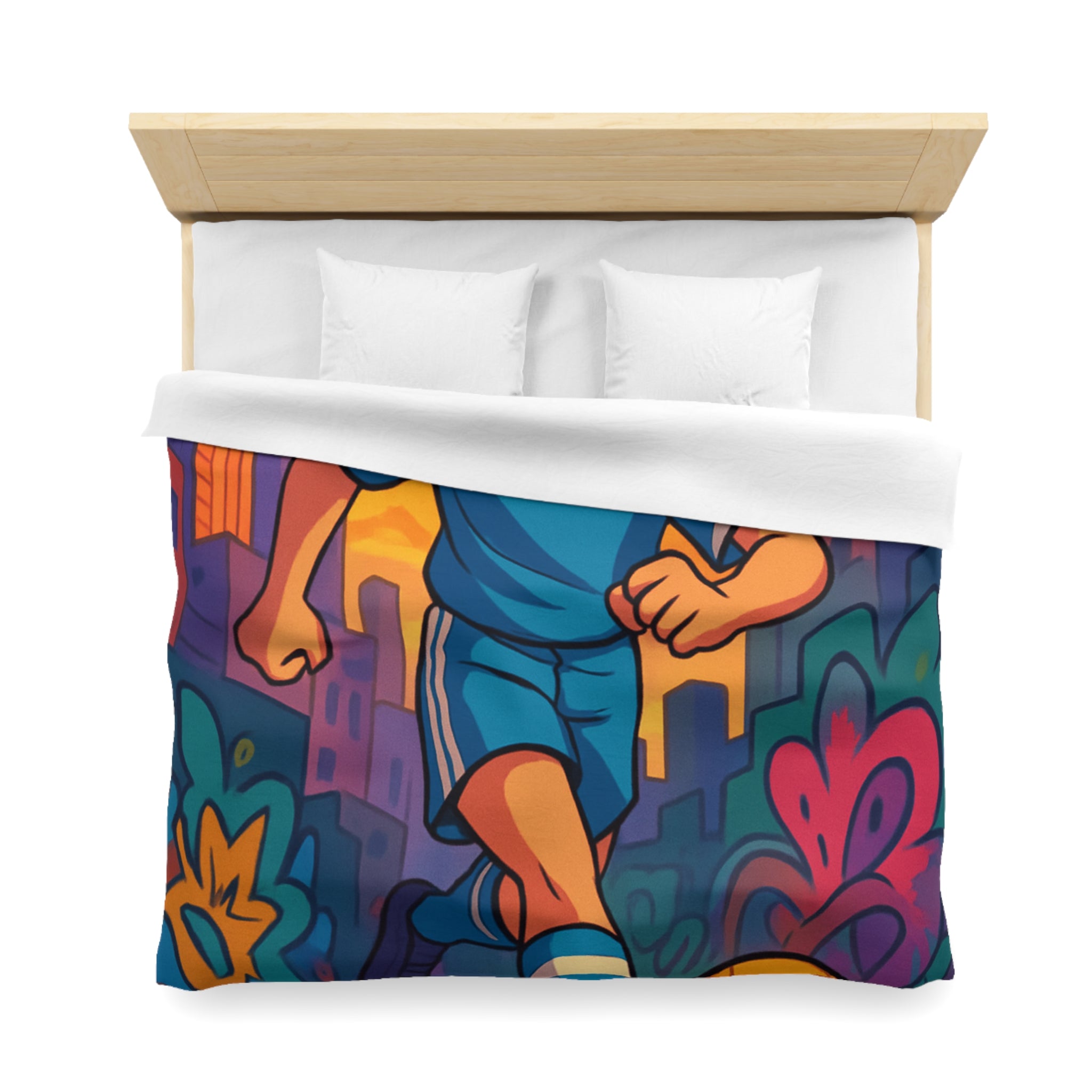 Housse de Couette Microfibre Design Artistique Moderne Décoration Chambre Confort Premium