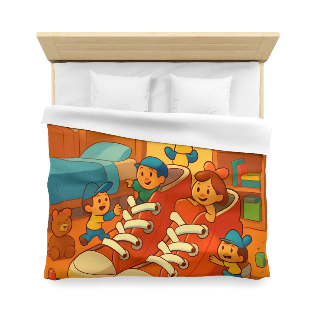 Housse de couette enfants avec illustrations colorées et amusantes de chambre de jeu animée