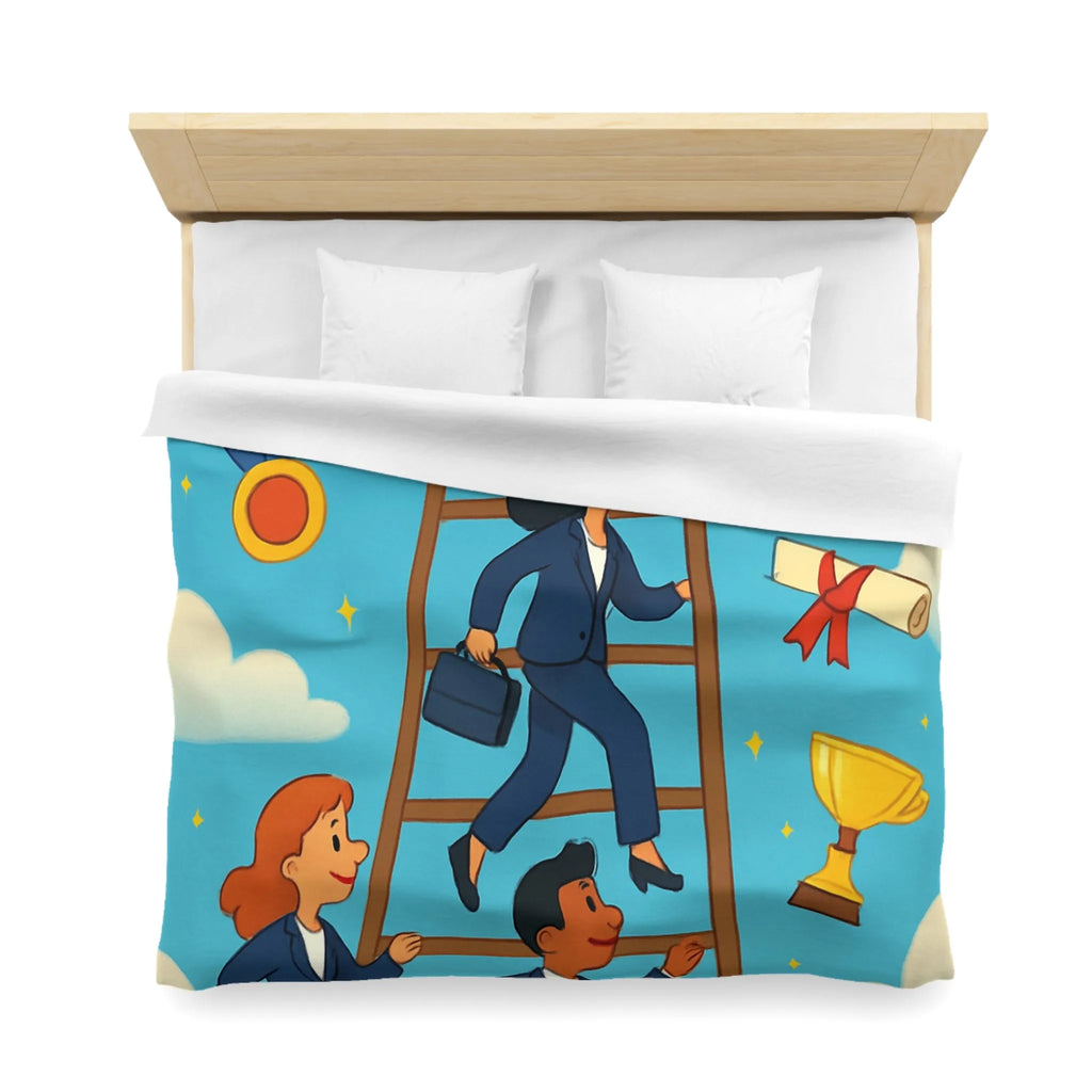 Housse de couette ludique : Échelle des réussites avec trophées et médailles colorées